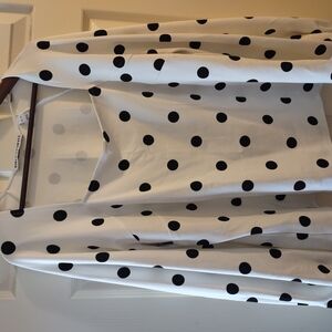 Zara White and Black Polka Dot Blouse
